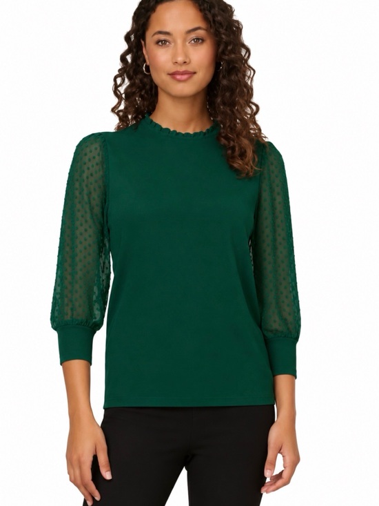 Adrianna Papell Sweaters - Adrianna Papell Women's Clip Dot Sleeve Twofer Sweater